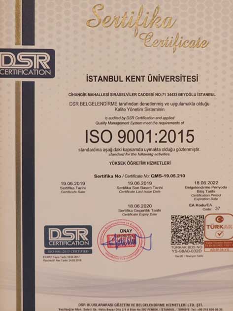ISO 9001: 2015 Kalite Yönetim Sistemi