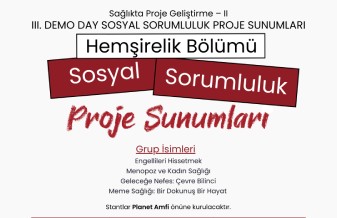Sağlıkta Proje Geliştirme - II III. Demo Day Sosyal Sorumluluk Proje Sunumları Hemşirelik Bölümü Sosyal Sorumluluk Proje Sunumları